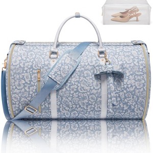 Stylish Convertible Carry On Garment Bag for Women, PU Leather Duffle with Shoe Compartment & Toiletry Pocket - 1 of 4
