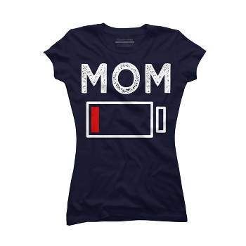Junior's Design By Humans Mom Low Battery Alert By shirtpublic T-Shirt