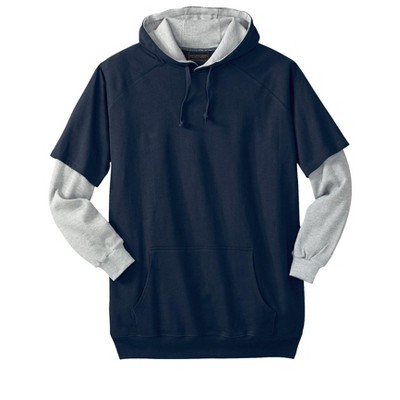 Boulder Creek by KingSize Men's Big & Tall Tall Thermal-Lined Layered Look Hoodie
