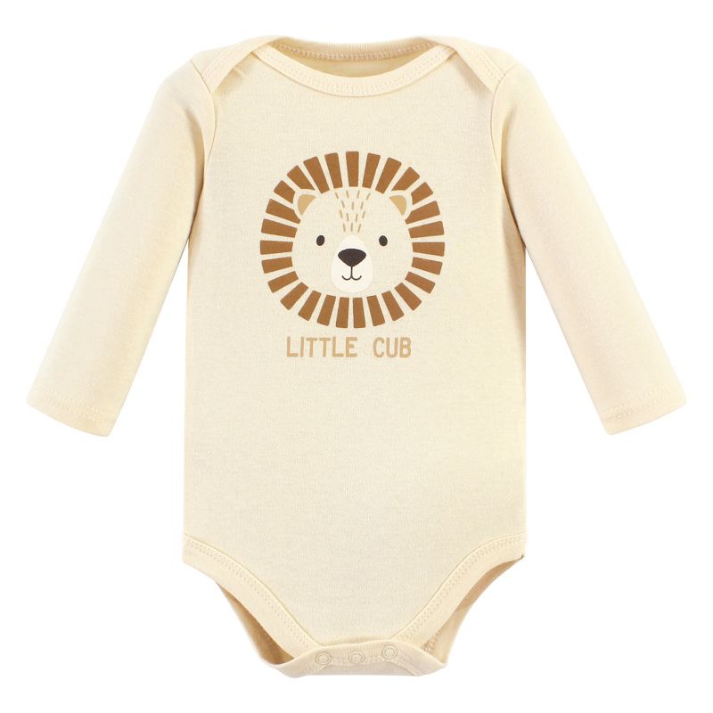 Hudson Baby Infant Boy Cotton Long-Sleeve Bodysuits, Brave Lion 5 Pack, 3 of 8
