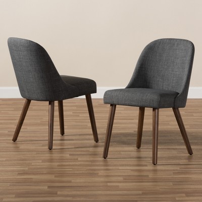 Parsons Dark Grey Cane-Backed Side Chair with Walnut Wood Frame