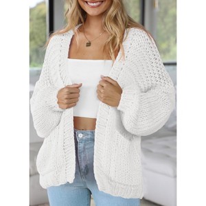 Clearlove Women's Cardigan Soft Pocketed Long Sleeves Casual Knitted Open Front Cardigans Lightweight Sweaters - 1 of 4