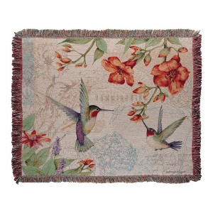 Nature Hummingbirds Woven Throw– 50x60 inch Cotton Accent by Manual Woodworkers and Weavers - 1 of 3