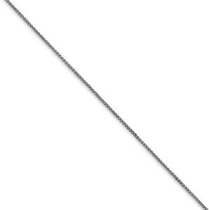 Black Bow Jewelry 0.8mm, 14k White Gold, Solid Spiga Chain Necklace - 1 of 4