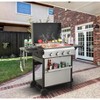 Okak 3/4-Burner Propane Gas BBQ Grill with Stainless Steel Plancha, Smoker Grill with Foldable Side Table and Hanging Basket - 3 of 4