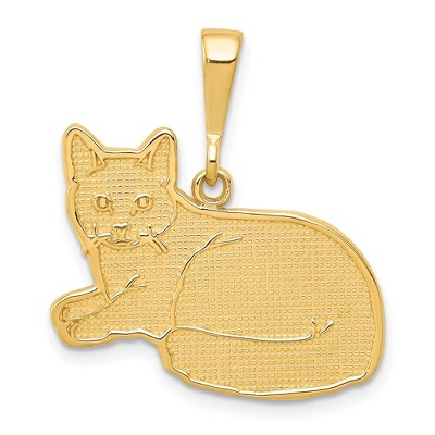 Black Bow Jewelry 14k Yellow Gold Textured Russian Blue Cat Pendant