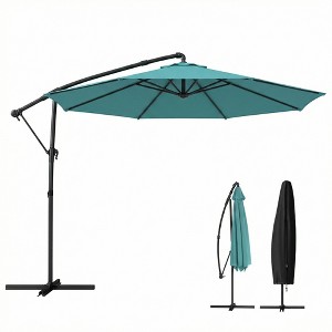 Outsunny 10 ft Offset Patio Umbrella with Cover, Round Hanging Cantilever  Umbrella with 6-Position 360 Rotation, Crank Handle, Tilt, Sky Blue :  Target