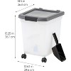 IRIS USA Airtight Dog Food Storage Container 25 lbs, Removable Wheels, for Dog Cat Bird and Other Pets, Clear/Dark Gray - 2 of 4