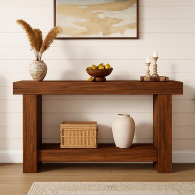 Console Table for Entryway, Entry Accent Table for Living Room, Long Console Table with Storage, 2-Tier Farmhouse Hallway Table