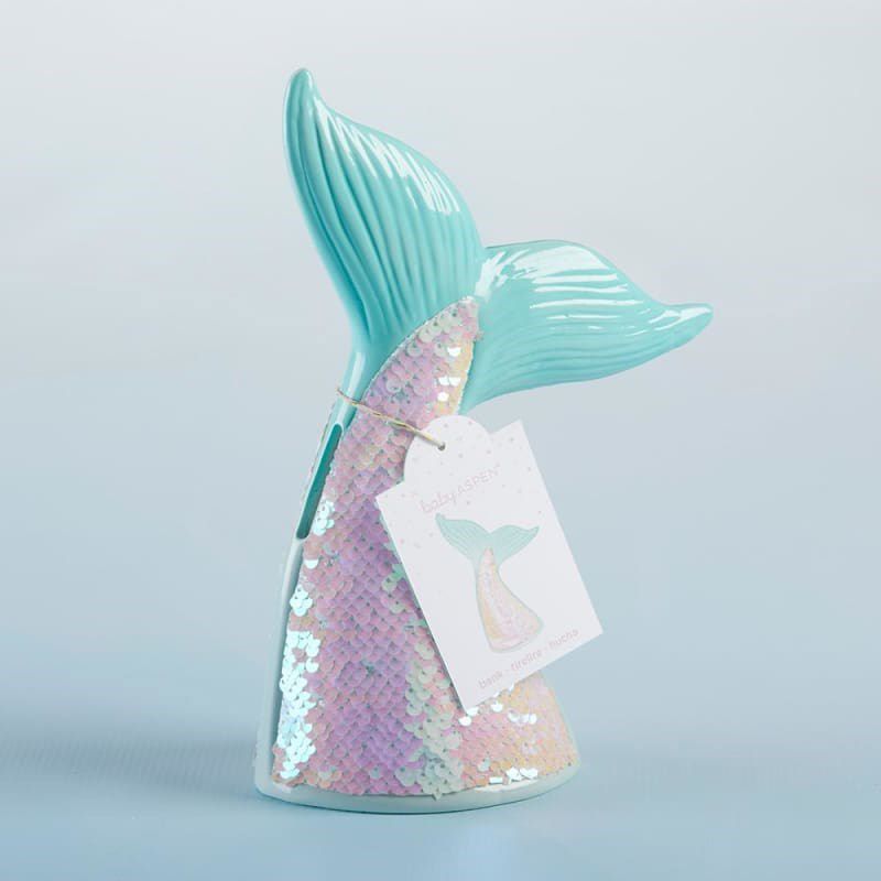 Baby Aspen Reversible Sequin Mermaid Tail Porcelain Piggy Bank | BA21069NA, 3 of 8