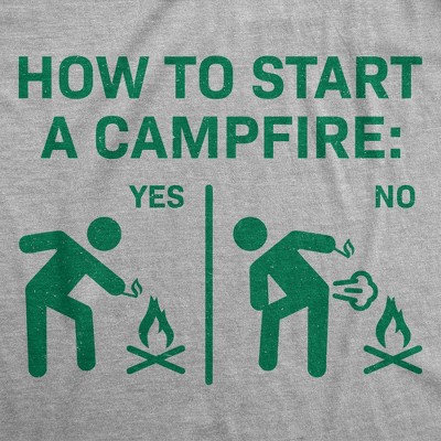 Мужские футболки Crazy Dog T-Shirts, Inc. Mens Funny T Shirts How to Start A Campfire Sarcastic Camping Graphic Novelty Tee for Men - Crazy Dog Men's T Shirt For Campers Light Grey M — фото 2
