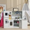 Qaba Play Kitchen Set for Kids with Lights Sounds, Apron and Chef Hat, Ice Maker, Utensils, Range Hood, Microwave, for Aged 3-6 Years Old - 2 of 4