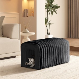 Aukfa 33.1'' Plush Storage Ottoman, Multifunctional Bench, Cat Condo, Footrest, And End-Of-Bed Seating For Living Room, Entryway, Bedroom - 1 of 4
