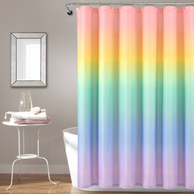 72" x 72" Single Rainbow Ombre Shower Curtain Rainbow/Turquoise - Lush Décor