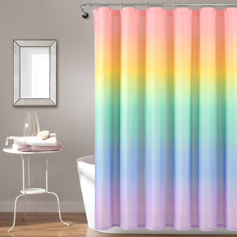 72&#34;x72&#34; Single Kids&#39; Rainbow Ombre Shower Curtain Rainbow/Turquoise - Lush D&#233;cor, 1 of 9