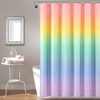 72"x72" Single Kids' Rainbow Ombre Shower Curtain Rainbow/Turquoise - Lush Décor