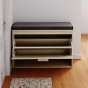 DOMETOUR Rattan Shoe Rack, Hallway Shoe Bench, Shoe Cabinet with Flip-Drawer and Seat Cushion 23.6 x 9.4 x 18.5 in - 2 of 4