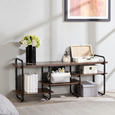 VECELO TV Stand, Entertainment Center, Media Console Table with Adjustable Storage Shelves