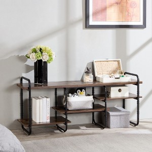 VECELO TV Stand, Entertainment Center, Media Console Table with Adjustable Storage Shelves - 1 of 4