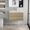 NicBex Floating Bathroom Vanity with Sink,Bathroom Sink Vanity with Basin and 2 Drawers,24/30/36/42 inch Bathroom Sink Cabinet,Oak/White - 2 of 4