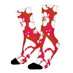 Pattern With Hawaiian Hibiscus Flower Women Printed Crew Socks Funny Funky Socks Soft Polyester Novelty Gifts for Artists Men - 1 of 1