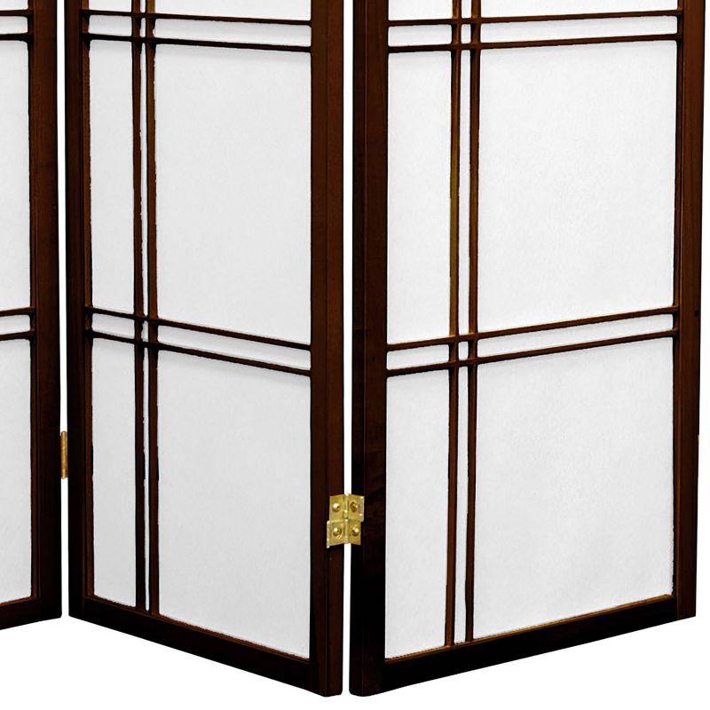 3 ft. Tall Double Cross Shoji Screen - Walnut (5 Panels) - Oriental Furniture, 4 of 5