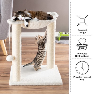 White Sisal Fabric Cat Hammock with Scratching Posts