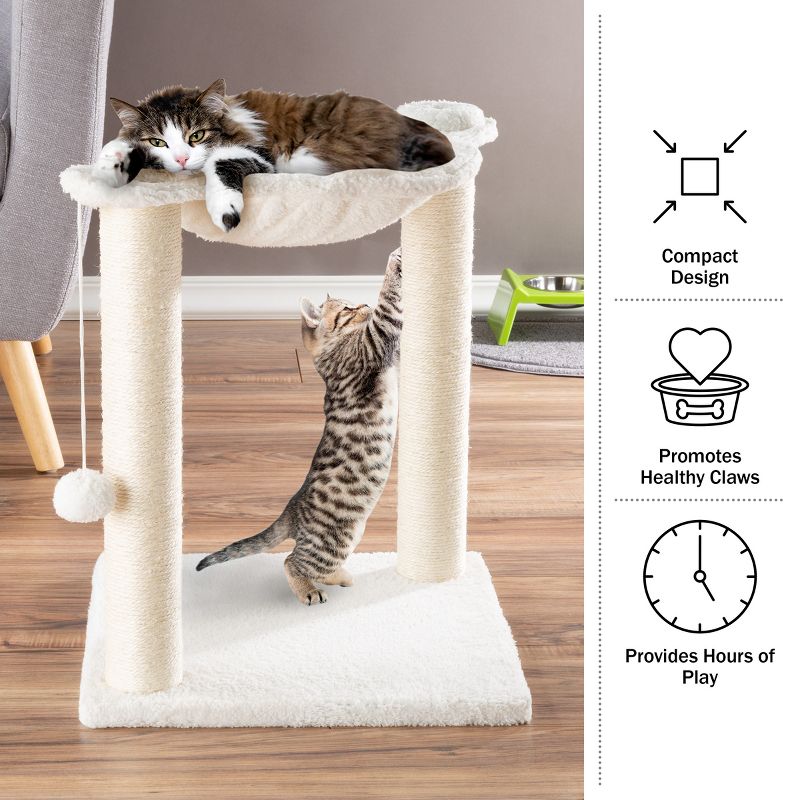 PETMAKER Cat Hammock with Scratching Posts, White, 4 of 10