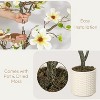 Faux Magnolia Tree in White Pot, Artificial Flowering Plant with Flowers, Vivid Leaves & Moss for Indoor/Outdoor Decor - 4 of 4