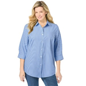 Woman Within Perfect Three Quarter Sleeve Shirt - 1 of 4