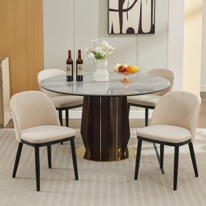Modern Dining Chairs Set of 2, Upholstered Fabric Kitchen Chairs with Thick Cushions, So-Lid Wood Legs & Ergonomic Backrest - 1 of 4