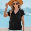 Women's Onyx V-Neck Short Sleeve Tee - Cupshe - 3 of 4
