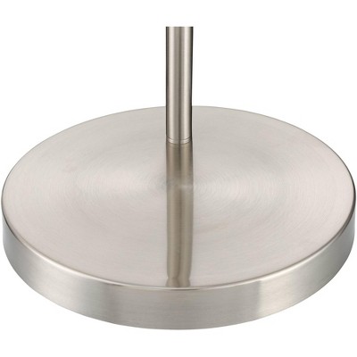 Modern Brushed Nickel Arc Floor Lamp with White Linen Shade