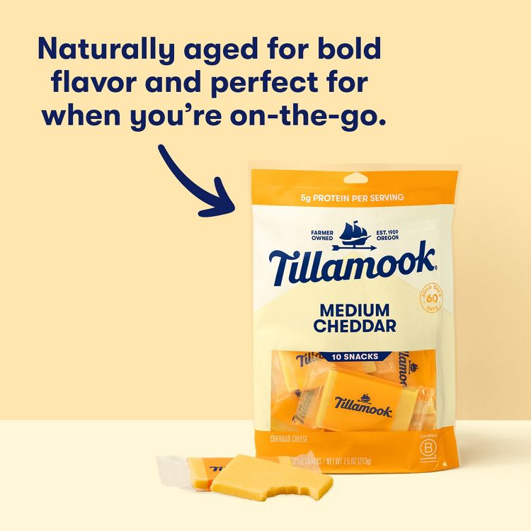 Tillamook Medium Cheddar Cheese Snack Portions - 7.5oz/10ct, 3 of 9