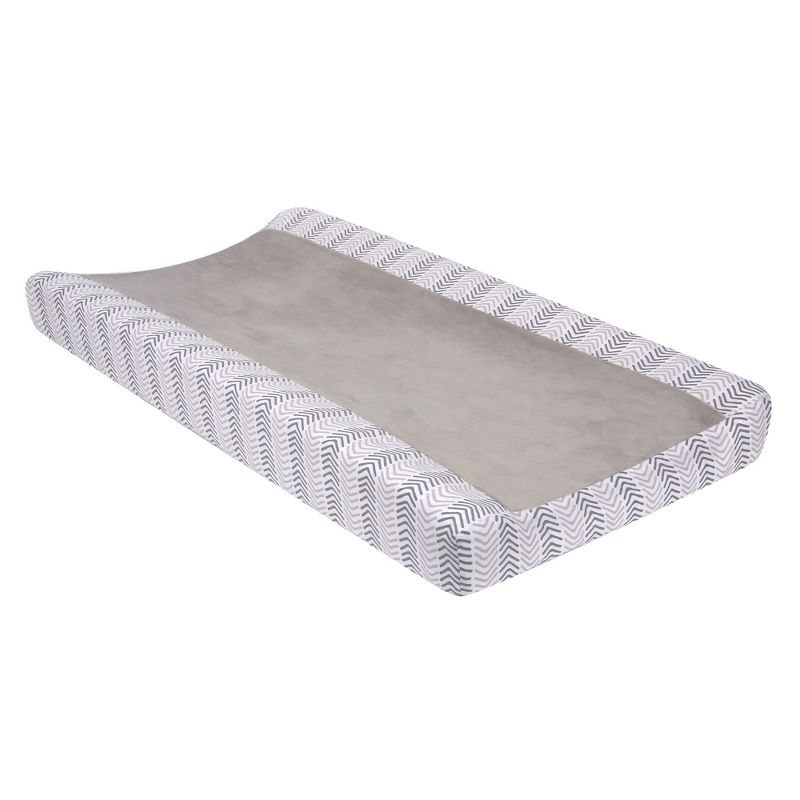 Lambs & Ivy Woodland Forest Gray Chevron Changing Pad Cover, 1 of 5