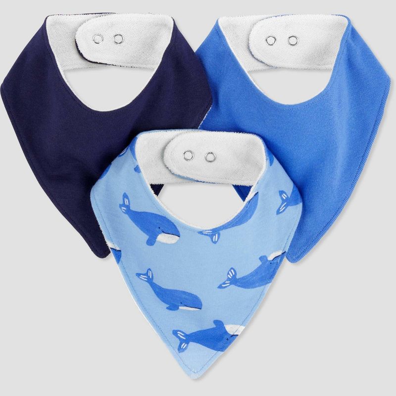Carter&#39;s Just One by You&#174; Baby Boys&#39; 3pk Whale Bib - Blue, 1 of 5