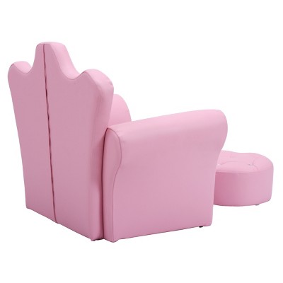Pink Faux Leather Princess Armchair with Ottoman