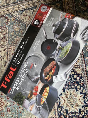 T-fal Platinum Unlimited Nonstick 12pc Non-Stick Cookware Set with  Induction Base - Dark Gray