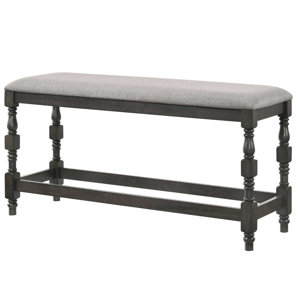 24/7 Shop At Home Bringe Upholstered Counter Height Bench Dark Gray