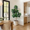 Artificial Fiddle Leaf Fig Tree in White Pot, Realistic 77-Leaves Faux Ficus Lyrata with Weighted Planter - 3 of 4
