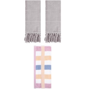 REGALWOVEN 3 Packs Cotton Absorbent Soft Decorative Bathroom Hand Towel Set - 1 of 4