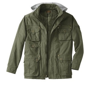 Boulder Creek by KingSize Men's Big & Tall 9 Pocket Twill Utility Jacket With Removable Hood - 1 of 4