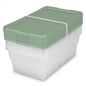 Sterilite Stackable 6 Quart Clear Home Storage Box with Handles and Lid for Efficient, Space Saving Household Storage and Organization - 1 of 4