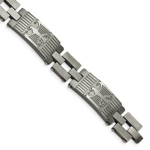 Black Bow Jewelry 13mm Stainless Steel Antiqued & Brushed Eagle Link Bracelet, 8.5 Inch - 1 of 4