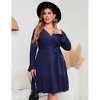 Plus Size Women's Flowy Maxi Dress - V-Neck Ruffled Tiered Dress with Bell Sleeves and Waist Tie - 4 of 4