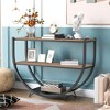 Demilune Shape Console Table, Wooden Sofa Table with 3-Tier Open Storage Shelf and Metal Frame for Living Room Hallway Office - 4 of 4