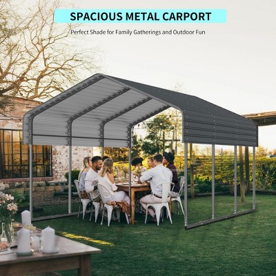 Heavy-Duty Metal Shelter with Galvanized Steel Roof, Reinforced Base, All-Weather Protection for Vehicles & Outdoor Use-Coolbibila