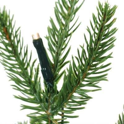 3-Foot Green Fir Tabletop Christmas Tree with White LED Lights and Faux Wooden Crate Base