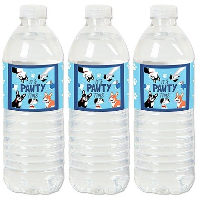 Big Dot of Happiness Pawty Like a Puppy - Dog Baby Shower or Birthday Party Water Bottle Sticker Labels - Set of 20