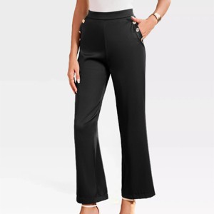 Womens Pants Mid Rise Dressy Stretchy Wear to Work Pants Pull on Business Casual Slacks Trousers Bootcut Pants - 1 of 4
